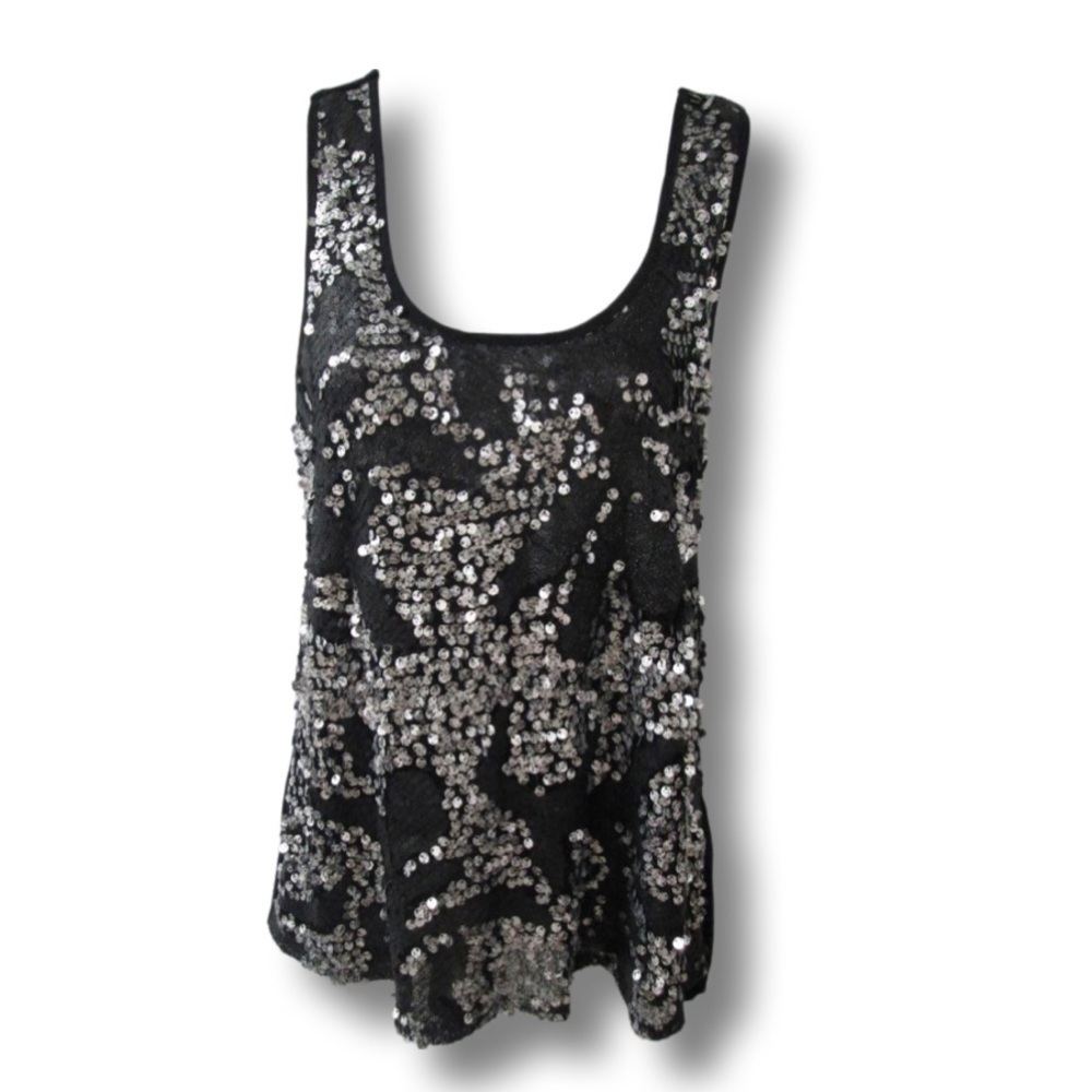 Vintage Havana silver & black sequin sleeveless top